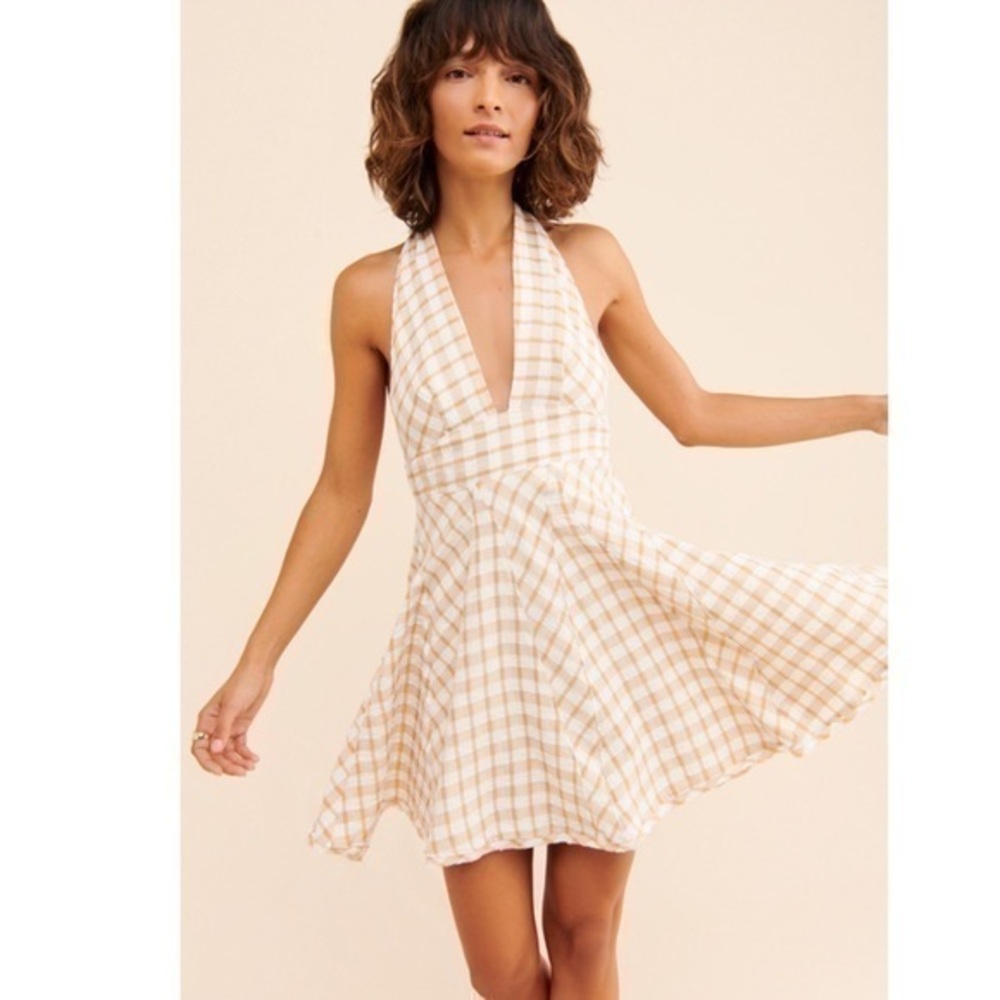 Free People Revolve Do the Twist Mini Dress Open Back Plaid Sexy NWT